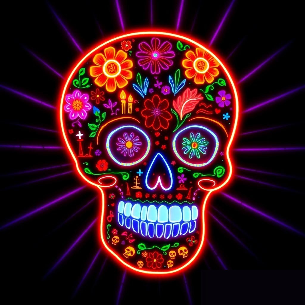 Calavera de Ofrenda Neón