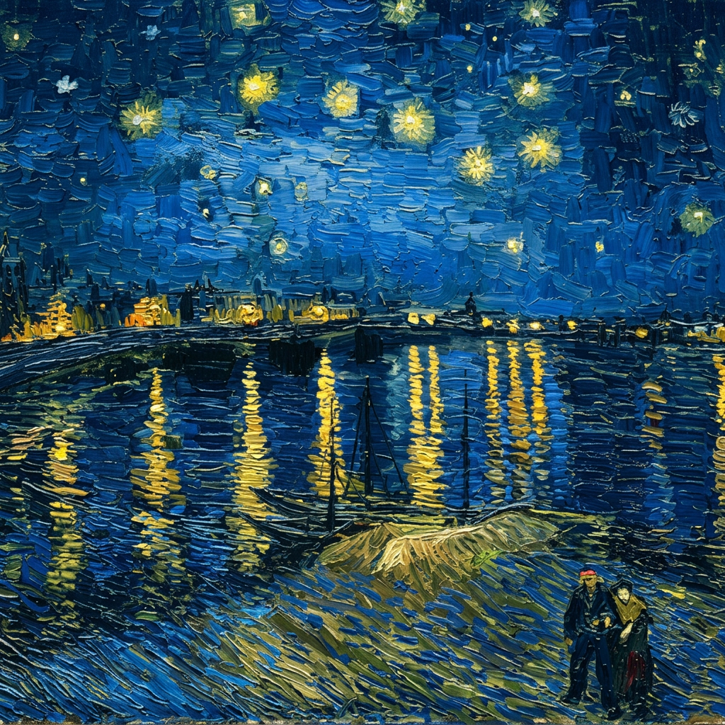 Noche estrellada sobre el río